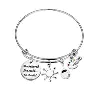 PLITI Bracelet inspirant Princesse Raiponce Cadeau de conte de fées Cadeau pour amoureux de princesse She Believed She Could So She Did, M, Acier inoxydable