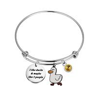 PLITI Bracelet pour femme avec inscription « I Like Ducks And Maybe Like 3 People », M, Acier inoxydable