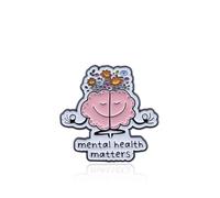 PLITI Broche cadeau de sensibilisation à la santé mentale - Cadeau pour psychologue - Cadeau pour conseiller psychologique - La santé mentale compte le cerveau, Moyen, Acier inoxydable