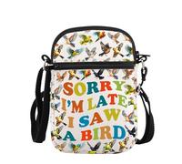 PLITI Cadeau d'observation des oiseaux, cadeau pour amoureux des oiseaux, cadeau pour nerd d'oiseaux, cadeau Sorry I'm Late I Saw A Bird Sac à bandoulière pour les amoureux des animaux, Sorry Bird