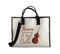 PLITI Cadeau pour violoncelle pour amoureux de violoncelle - Cadeau pour musicien - Ne sous-estimez jamais un Gi-rl avec un sac fourre-tout en violoncelle, Jamais avec violoncelle Teu, medium