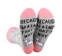 PLITI Chaussettes Marie Aristochats avec inscription « Because I'm A Lady That's Why Marie Cat Lover », Because Lady SockU, Taille unique