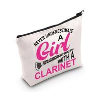 PLITI Clarinette cadeau clarinettiste cadeau joueur de clarinette cadeau pour amateur de clarinette ne jamais sous-estimer une fille avec une trousse de maquillage clarinette, Bagu Clarinette Fille,