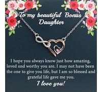 PLITI Collier avec pendentif en forme de cœur avec inscription « To My Beautiful Daughter », M, Acier inoxydable, Zircone cubique