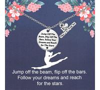 PLITI Collier de gymnastique pour filles - Cadeau de gymnastique - Cadeau d'équipe de gymnastique - Sauter hors de la poutre - Bijoux de gymnastique, M, Acier inoxydable, Pas de gemme