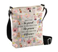 PLITI Dumbo Gift Sac à bandoulière Motif éléphant volant May You Be Proud Of The Work That You Do The Person You Are Dumbo, Be Proud Elephant Cbag, 8×7.5×1.8inches