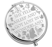 PLITI Miroir compact pour fan d'Alice avec inscription « She Fell Asleep And Got Lost In Wonderland » pour les amateurs de contes de fées (Lost Wonderland CMU)