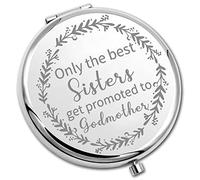 PLITI Miroir de poche compact amusant pour marraine Inscription Only The Best Sisters Get Promoted To Godmother CM U