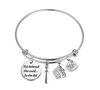 PLITI Mulan Gift Bracelet inspirant pour fan de conte de fées She Believed She Could So She Did, M, Acier inoxydable