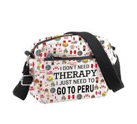 PLITI Pérou Lover Sac à bandoulière pour amoureux de la culture péruvienne Cadeau « I Don't Need Therapy I Just Need Go To Pérou », Thérapie Pérou Cbu, 24.5*8*18 cm