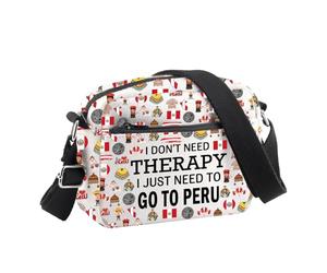 PLITI Pérou Lover Sac à bandoulière pour amoureux de la culture péruvienne Cadeau « I Don't Need Therapy I Just Need Go To Pérou », Thérapie Pérou Cbu, 24.5*8*18 cm