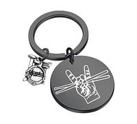 PLITI Porte-clés pour batteur - Cadeau pour musicien - Baguette et kit de batterie - Bijoux de percussion - Cadeau pour batteur - Cadeau pour percussionniste, M, Acier inoxydable
