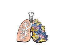 PLITI RT Broche en émail pour thérapeute respiratoire Cadeau pour spécialiste des poumons Cadeau pour organe humain Fleur Papillon, M, Acier inoxydable