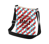 PLITI Sac à bandoulière avec citation de motivation pour les amateurs de lecture Smile Because It Happened, It Happened Cbagu, 8×7.5×1.8inches