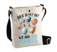 PLITI Sac à bandoulière avec système solaire pour professeur de science, cadeau « Back In My Day We Had Nine Planets Outer Space Lover », Had 9 Planètes Cbagu, 8×7.5×1.8inches