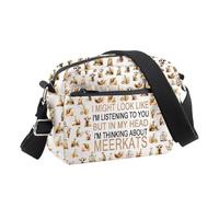 PLITI Sac à bandoulière en forme de suricate avec inscription « I Might Look Like I'm Listening I'm Thinking About Meerkats », À propos de Meerkats Cbu, 24.5*8*18 cm