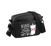 PLITI Sac à bandoulière Marie Aristocats Cadeau pour femme Inscription Because I'm A Lady That's Why Marie Cat Lover, Because Lady Cbblu, 24.5*8*18 cm