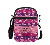 PLITI Sac à bandoulière motif chat du Cheshire - Cadeau Alice au pays des merveilles pour les fans de chats souriants et de contes de fées, Path Take Zcbagu, 8.26×5.7×0.78inches