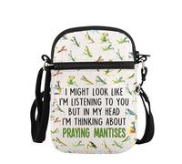 PLITI Sac à bandoulière Praying Mantises Lover Gift I'm Listening To You But In My Head I'm Thinking About Praying Mantises, Might Mantises Zcbagu, 8.26×5.7×0.78inches