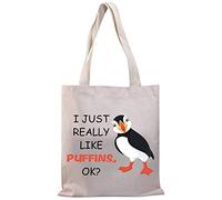 PLITI Sac fourre-tout avec inscription « I Just Really Like Puffins », Just Like Puffins Tgu, M