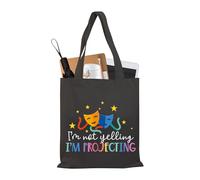 PLITI Sac fourre-tout de théâtre pour acteur, comédie, tragédie, masque de théâtre, sac de théâtre avec inscription « I'm Not Yelling I'm Projecting », Crier projetant Tgblu, medium