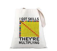 PLITI Sac fourre-tout en mathématiques - Cadeau de reconnaissance des enseignants : « I Got Skills And They Multiplying » Cadeau mathématique amusant pour les amateurs de mathématiques, Multiplication