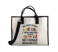 PLITI Sac fourre-tout pour amateur de livres pour lire trop de livres ? I Think What You Mean Is Not Enough Bookshelf Reading Lover Handbag, Too Bibliothèques Teu, medium