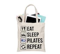 PLITI Sac fourre-tout pour pilates - Cadeau idéal pour les amateurs de Pilates, le sommeil, le Pilates, la répétition - Cadeau pour enseignant de Pilates, yoga, méditation, Pilates Repeat Tgu, medium