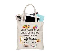 PLITI Sac fourre-tout pour professeur d'art avec inscription « Some People Dream Of Meeting Their Favorite Artists I Teach Mine » pour les amateurs d'art Cadeau de peintre, I Teach Artist Tgu, medium