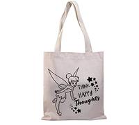 PLITI Think Happy Thoughts Sac fourre-tout réutilisable en toile pour amateurs de livres, Think Thoughts Tgu, M