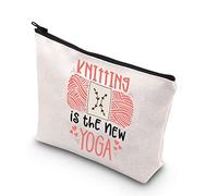 PLITI Trousse de maquillage amusante pour tricot est le nouveau yoga - Cadeau pour maman et grand-mère, Knitting New Yoga U, Mode