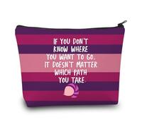 PLITI Trousse de maquillage avec motif chat du Cheshire - Cadeau pour fan d'Alice - Cadeau pour fan d'Alice - Chat souriant - Pochette zippée, Path You Takeu, Mode