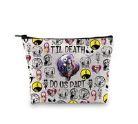 PLITI Trousse de maquillage inspirée du film de dessin animé Nightmare Skellington Til Death Do Us Part Sally & Jack Couple Cadeau de mariage, Death Part Bagu, Mode