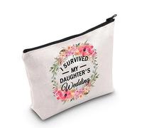 PLITI Trousse de maquillage « Mother of the Bride » - Cadeau de fête de mariage « I Survived My Daughter » - Cadeau pour belle-mère, Bagu de mariage pour fille, Mode