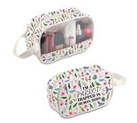 PLITI Trousse de maquillage pour perroquets - Cadeau idéal pour les amateurs de perroquets - Cadeau d'observation des oiseaux avec inscription « I'm A Parrot Trapped in A Human Body Cockatoo