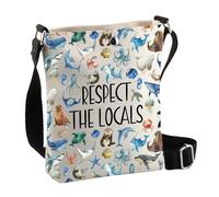 PLITI Whale Shark Lover Gift Marine Biology Gifts Respect The Local Ocean Animal Sac à bandoulière Sac à main pour la faune marine, Ocean Local Cbagu, 8×7.5×1.8inches