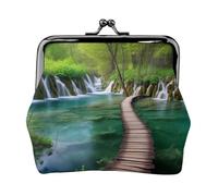 plitvice Mini pochette portefeuille en cuir synthétique avec imprimé parc national des lacs pour femmes, filles et enfants, Noir , Taille unique, Pochette à monnaie