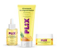 PLIX The Plant Fix Kit de soin de la peau pigmenté à l'ananas pour enlever les taches sombres | Ensemble nettoyant, sérum pour le visage et hydratant avec 2 % d'alpha arbutine pour homme et femme, lot