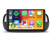 PLKEQS Autoradio 4 cœurs 64 Go pour F-iat 500 2007-2015, unité Principale Android avec Carplay, Android Auto, écran Tactile 9 Pouces, stéréo Bluetooth avec GPS, WiFi, FM/RDS, USB SWC,K5 Pro Plus