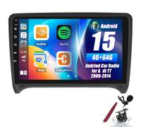 PLKEQS Autoradio 4G 64G Android 15 pour A-UDI TT 2006-2014, écran Tactile 9 Pouces 2K avec CarPlay sans Fil, Android Auto, Bluetooth, FM, GPS, WiFi, SWC caméra, MIC,Y1
