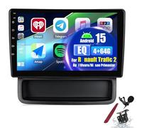 PLKEQS Autoradio 4G 64G Android 15 pour R-enault Trafic 2/O-pel Vivaro/N-issan Primastar 2006-2014, CarPlay sans Fil, écran Tactile 10,1" avec WiFi, Bluetooth, EQ, FM RDS, SWC, caméra,K2 Pro Plus