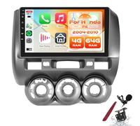PLKEQS Autoradio Android 4G 64G pour H-Onda Fit 2004-2010 avec Carplay sans Fil, Android Auto, écran Tactile 9 Pouces, stéréo Voiture avec Bluetooth, FM RDS, GPS, WiFi, EQ, caméra,K4 Pro