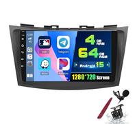 PLKEQS Radio 4 64G pour S-uzuki Swift 2011-2017, Stéréo Android 15 écran Tactile 9'' 2K, Carplay sans Fil, Android Auto, 32EQ, WiFi 5G, Bluetooth, Caméra 1080P,Y2