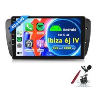 PLKEQS Radio de Voiture Android 4G 64G pour S-Eat Ibiza 6j IV 2009-2014 avec Carplay/Android Auto, écran Tactile HD 9 Pouces, GPS, WiFi, Bluetooth, Commandes au Volant, FM RDS avec caméra,K3 Pro Plus
