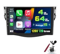 PLKEQS Radio Voiture 4 64G pour T-oyota RAV4 2006-2012, stéréo Android 15 avec écran Tactile 9'' 2K, Carplay sans Fil, Android Auto, 32EQ, WiFi 5G, Bluetooth, DSP SWC MIC caméra, 1080P,Y3