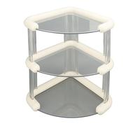 PLKYZMCDK Desktop Corner Stand, 3 Tiers Corner STO, Multipurpose Simple Stylish L Shelf, Transparent Pla with Side Plates for Bathroom (White)