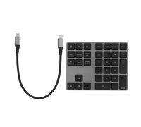 PLKYZMCDK Wireless Number Pad BT Numeric Keypad 34 Key, Bluetooth Keyboard with Dual USB 3.0 HUB and Type - C, Aluminum Alloy Compact Keypad for Android Mac, Office Home Use (Noire)