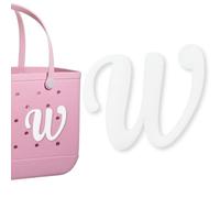 PLLCJB Breloque en forme de lettre compatible avec sac Bogg, initiale de l'alphabet blanche, grande taille, décoration pour sac fourre-tout de plage en caoutchouc, W, Acrylonitrile butadiène styrène