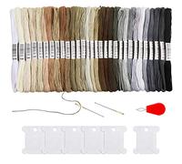 Pllieay 30 écheveaux de fil à broder Gradient gris noir à blanc pour bracelet d'amitié chaîne et fil de point de croix String