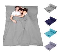 Plliocse Doublure de Sac de Couchage Drap de Voyage Sac de Couchage, Taille Double 180 x 210 cm Doublures de Sacs de Couchage avec Poches d'Oreiller pour Adultes, Voyage, Hôtels, Voyage d'Affaires